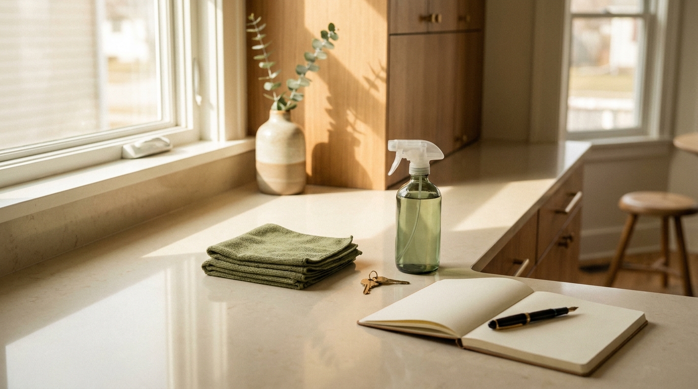 Indianapolis kitchen counter with cleaning supplies